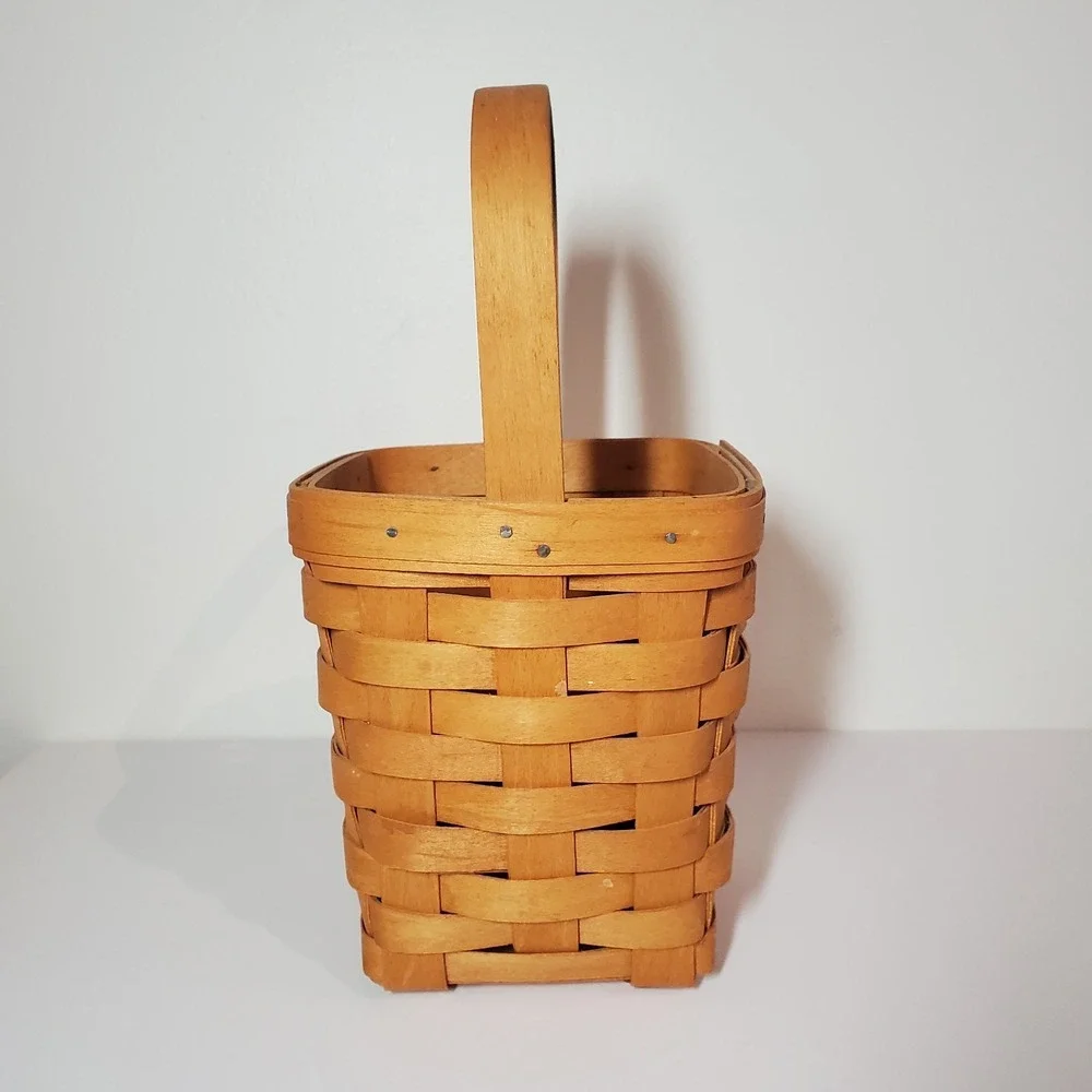 Longaberger tall narrow basket with handle 1996 - see description for dimensions